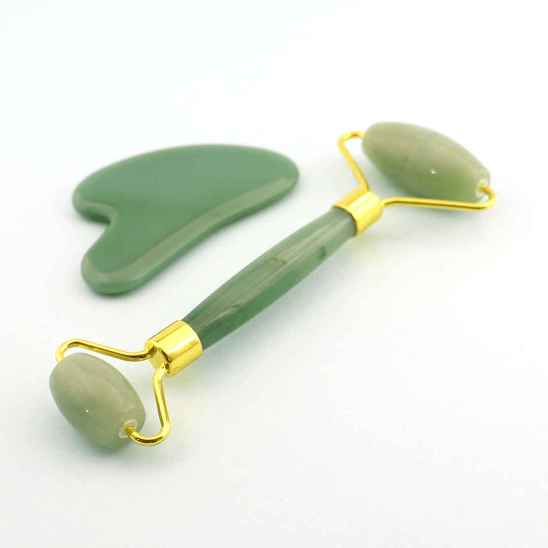 Green Jade Wellness Duo: Premium Jade Roller & Gua Sha Set - Rejuvenating Skincare Combo