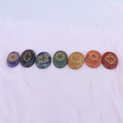 7 Chakras Zibu Coin Set with Wooden Box
