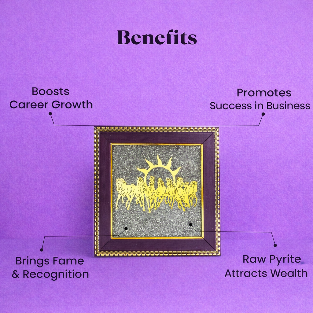 7 Horses on Raw Pyrite Frame