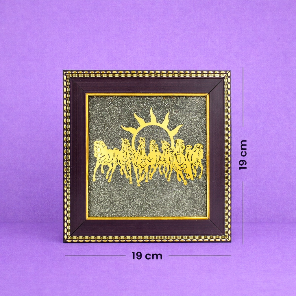 7 Horses on Raw Pyrite Frame