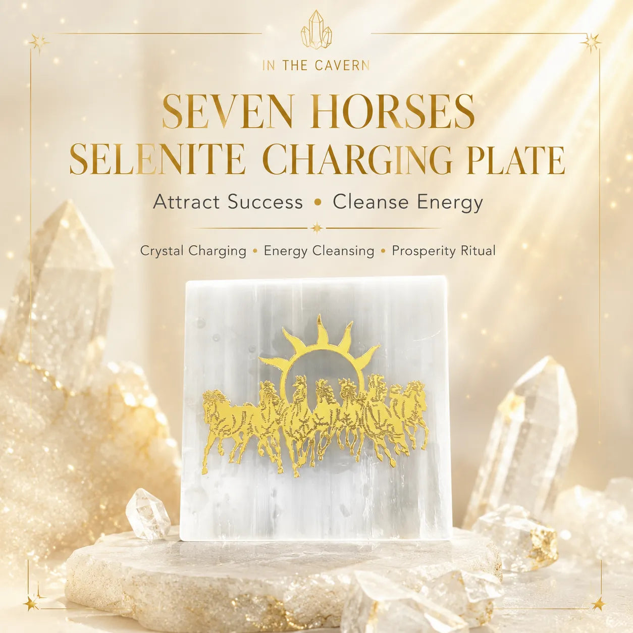 Seven Horses Selenite Charging Plate