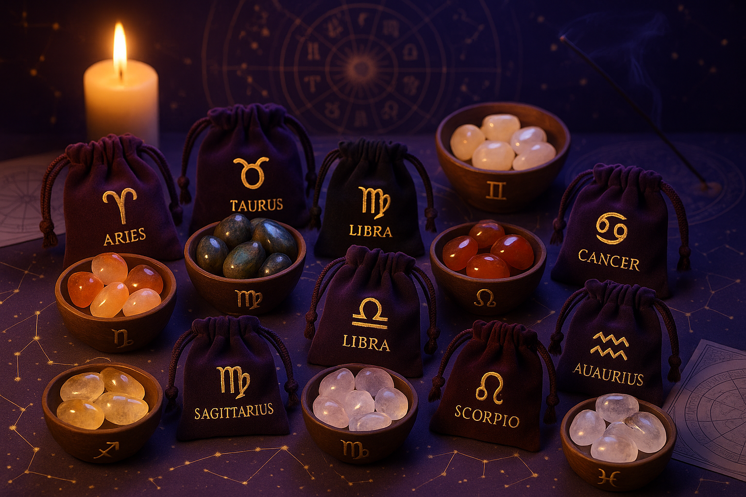 Zodiac Vibes: Crystal Tumble Sets